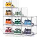 9 Pack X-Large Acrylic Clear Shoe Boxes,Professional Boot and Hat Display Case Organizer,Purse Organizer for Closet,360 Clear Plastic Stackable Sneaker Storage for Sneakerhead,Fits US Size 14.5