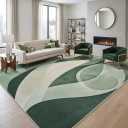 Sage Green Abstract Wave Rug 77.5×118",Modern Swirl Area Rug Washable, Luxurious Aesthetic Rugs for Living Room, Bedroom, Swirl Pattern Carpet Home Decor, Non Slip