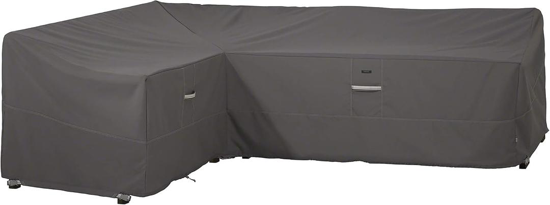Classic Accessories Ravenna Water-Resistant 104 Inch Patio Left Facing Sectional Lounge Set Cover, Patio Furniture Covers (83"L x 104"L x 32"D x 31"H, Dark Taupe/Mushroom/Espresso)