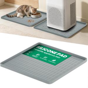 Portable Air Conditioner Silicone Mat: 24''x24''x0.7'' Waterproof Portable AC Drip Pan - Non-Slip Soft Drip Tray with Raised Edge - Ideal for Ice Maker Mini Fridges & Electrical Appliances - Grey