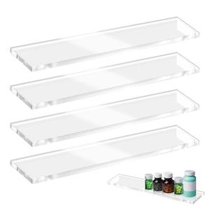 EYAYEN 4 Pcs Medicine Cabinet Shelves 13.5 Inch Acrylic Replacement Organizer for Bathroom Living Room Wall Mounted Shelves for Kitchen Cabinet (Clear)