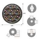 JINCHAN 6ft Round Rug, Washable Floral Rug Non Slip Soft, Black