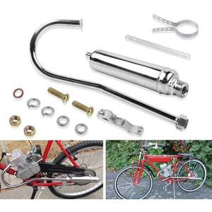FLYPIG 750mm Chrome Muffler Exhaust Pipe For 49cc 50cc 66cc 80cc 2 Stroke Motorized Bicycle Bike