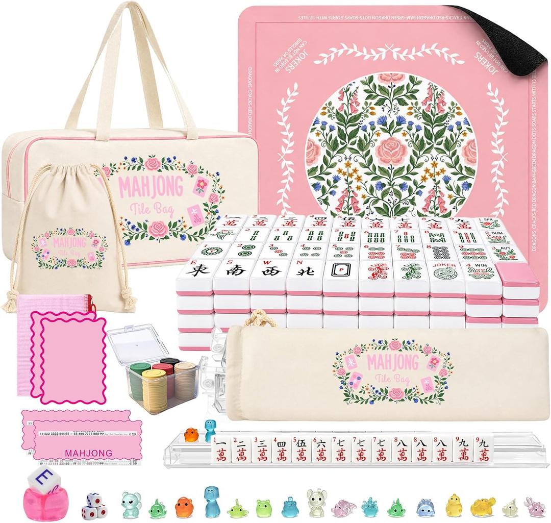 LYDZTION Complete 166 American Mahjong Tiles Set with Mat, Accessories