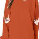 HEBBE Spooky Season Sweatshirts Halloween Ghost Sweatshirt Women - Halloween Graphic Crewneck Tops Casual Sweater (Orange, XXL)