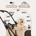 797Audio Dog Stroller for Small Medium Dogs,Pet Stroller for Cats Puppy Up to 121lbs,Foldable,One Click Folding,4 Wheel Shock Absorption,Adjustable Canopy with Sun Shades,Removable Washable Pad(Cream)
