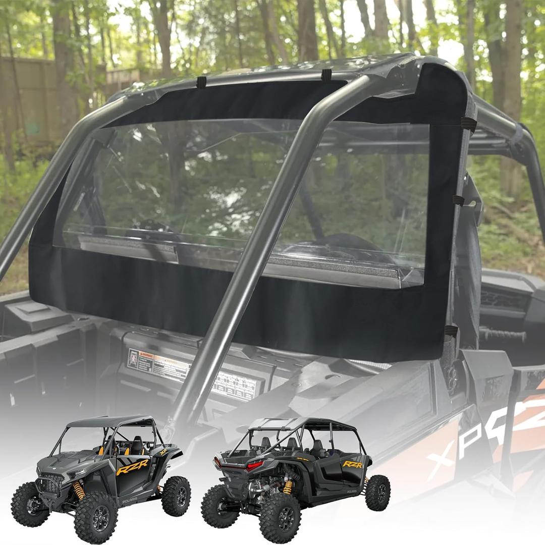 QYMOTO Polaris RZR 1000 XP Rear Window,Soft Rear Windshield Dust Panel Doos Canvas Enclosure for RZR 1000 XP Turbo, XP 4 1000 Stop Wind, Rain and Debris from Back (2014-2024)
