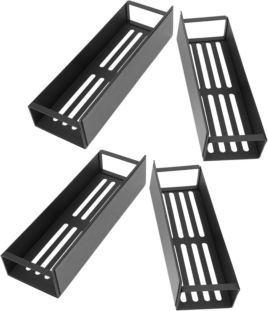 Magnetic Rack for Refrigerator, Magnetic Fridge Shelf for Kitchen, Wall Mounted Organizer with Hooks, Metal Black Shelves for Microwave Oven (4PCS Set)