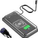 Wireless Car Charger Pad 15W Fast Wireless Cell Phone Charging Pad - Non-Slip Wireless Charging Pad with 40" Cable for iPhone 16 15 14 13 12 Series - Samsung Galaxy S24 Ultra S23 S22 (Type-C)