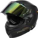 HAX Force Aerodynamic Full Face Helmet for Street & E-Bikes DOT & ECE Certified - Enhanced Dual Visor, Adult Size, Pinlock Ready Matte Black Gold L (Black, Large)