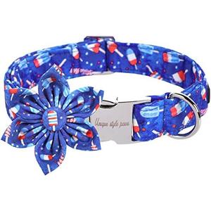 Unique style paws Independence Day Flag Dog Collar, Best for Small Medium Large Boys Girls Dogs, Large