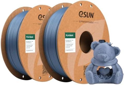 eSUN PLA Basic Filament 1.75mm, 1KG Spool (2.2 LBS) High Speed Printing 3D Printer PLA Filament, Designed for Fast Printing, Grey 2Pack