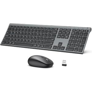 iClever DK03 Bluetooth Keyboard and Mouse Combo, Slim Full-Size, Space Gray