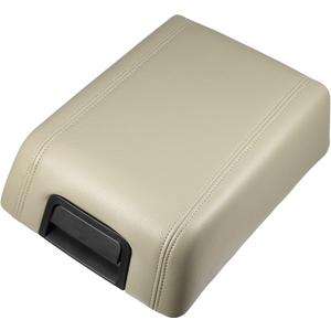 X AUTOHAUX Car Center Console Lid Armrest Seat Box Cover Protector for Ford F-150 2004-2008 Armrest Cover Pad Faux Leather Beige