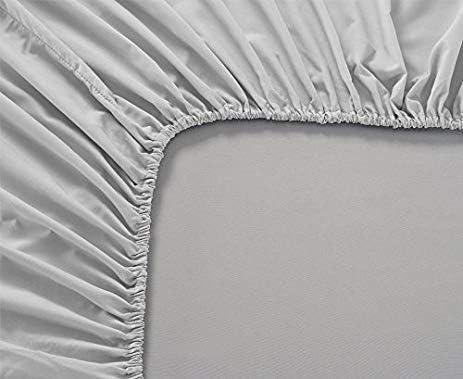 Premium Quality 1 Piece Fitted Sheet (Bottom Sheet Only) 12" inches Deep Pocket 800 Thread Count Egyptian Quality Cotton Solid Pattern California King Light Grey