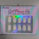 BTArtbox Press On Nails Short - White Soft Gel Press On Nails, Square Chrome Nail Tips Glue On Nails, Reusable Stick On Nails in 15 Sizes - 30 Soft Gel Fake Nails Kit, Vanilla Glazed