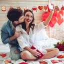 24 Pcs Valentine's Day Ornaments for Tree Wood Valentines Tree Decorations Pink Red Heart Gnome Wood Cutouts with Ropes for Valentine's Day Gift Window Wall Home Decor