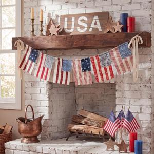 CrystalSylara 6.56ft 250th Anniversary Fabric Banner 4th of July Patriotic | Bunting American Flag Garland Red White Blue Vintage USA Flag with Frayed Edge, Farmhouse Hanging Decor for Independence Day  3.7 (5 reviews)