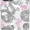 for iPhone 12 Case/iPhone 12 Pro Case 6.1 inch,Compatible with MagSafe,Cute Design Dragon Print Pattern,Magnetic Shockproof Protective Mag Safe Clear TPU Bumper Cases Cover for Women Girls (16-dragons and flowers/Black)