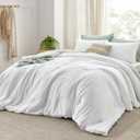 Bedsure Super King Size Comforter Set, White Soft Prewashed Bedding for All Seasons, 3 Pieces GentleSoft Bed Set, 1 Lightweight Comforter (120"x120") and 2 Pillowcases (20"x36")