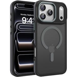 BENTOBEN Magnetic for iPhone 17 Pro Max Case 2025 [Compatible with Magsafe] [Military-Grade Protection] Matte Women Men Anti-Slip Shockproof Bumper Phone Cases for 17 Pro Max 6.9", Grey/Black