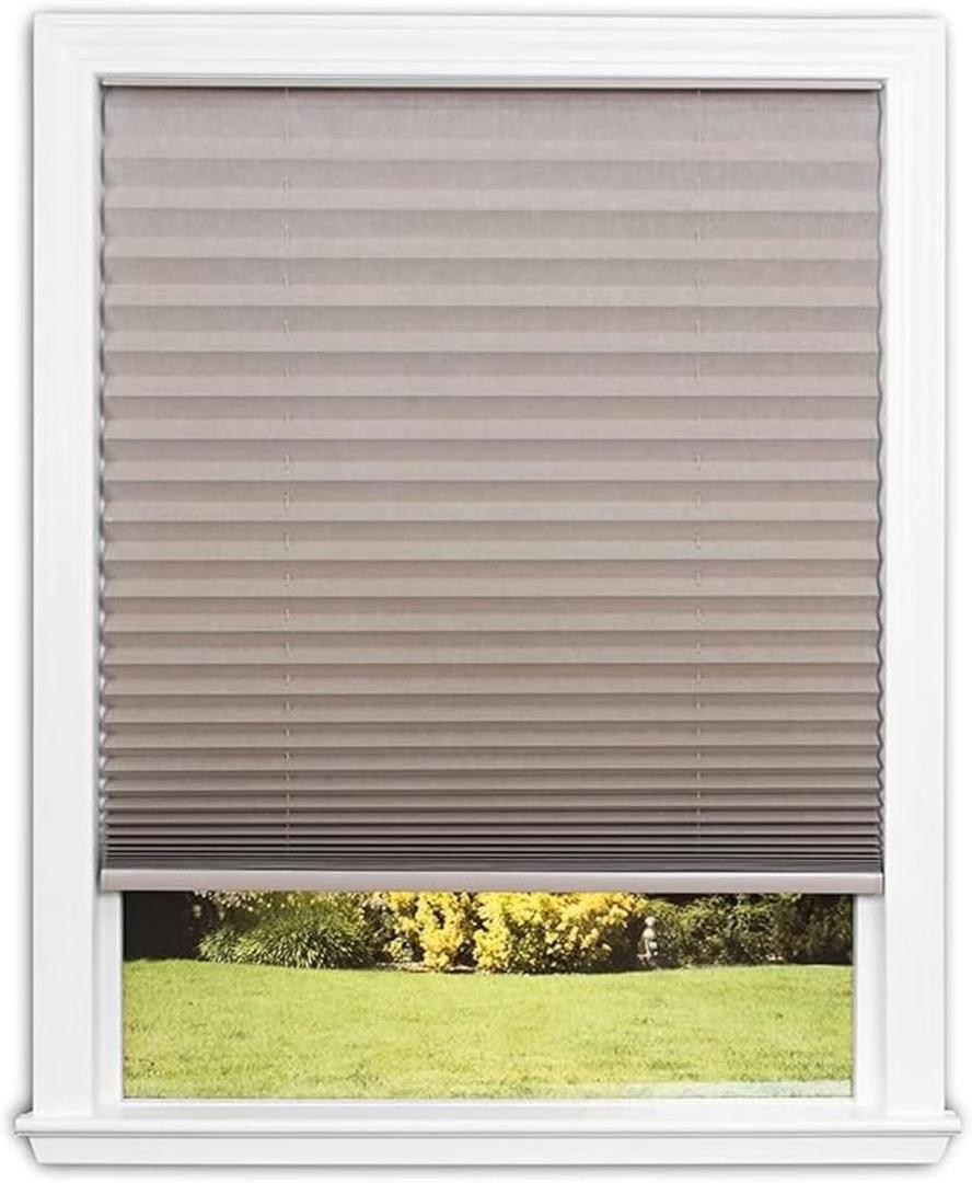 Redi Shade No Tools Easy Lift Trim-at-Home Cordless Pleated Light Blocking Fabric Shade Natural, 36" W x 64" L, (Fits windows 19 in - 36 in)