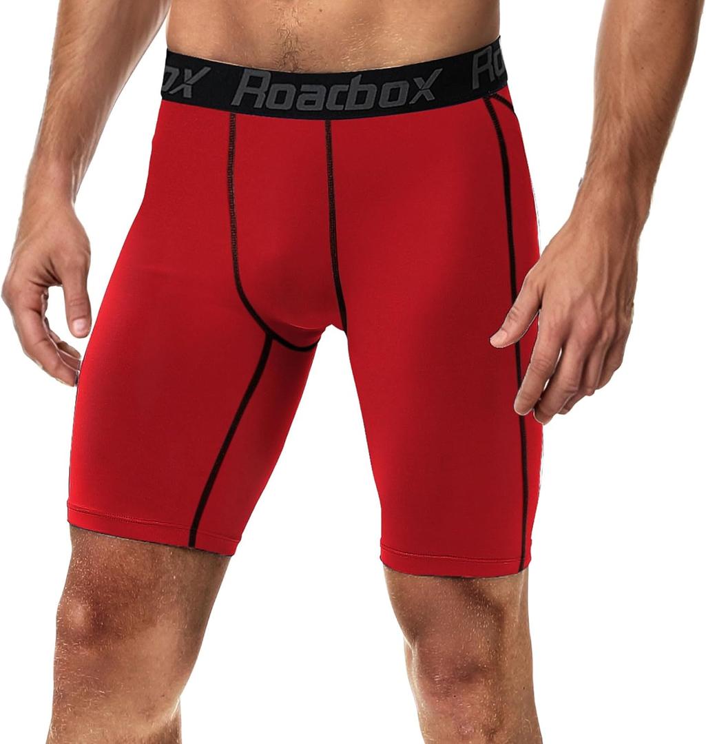 Roadbox 1 or 2 Pack Compression Shorts for Men, Athletic Workout Performance Underwear, Running Gym Spandex Sport Base Layer (Medium)