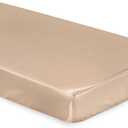 SiinvdaBZX Satin Crib Sheets for Baby Hair, Silky Soft Beige Crib Fitted Sheets for Standard Crib and Toddler Mattress, 28 x 52 x 8In (Pack of 1)