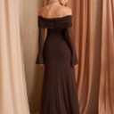 KUTUMAI Elegant Off Shoulder Long Sleeve Maxi Dress Bodycon Tie Formal Wedding Guest Dresses for Women 2025 Fall (L)