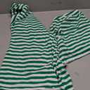 RUEWEY Women Striped Pajamas Set Crewneck Long Sleeve Loose Top Shorts Two Piece Lounge Sets (Large, Green)