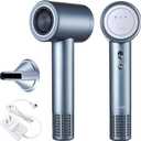 YALICE Cordless Hair Dryer Rechargeable with Digital Screen, 15000mAh Travel Hair Dryer with Magnetic Nozzle, 4 Mode Portable Hair Blow Dryers for Women Kids Outdoor Camping Beaches (Silver)