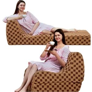 Bean Bag Chair for Adults, Folding Sofa Bed, Convertible Sleeper Lounge Chair, Full Foam Filling Comfy Floor Sofa, Folding Chair Bed for Living RoomBedroom and Office (Brown) (Foldable)