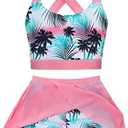 Cutemile Little Girls Two Piece Tankini Swimsuit Summer Boyshort Bathing Suit Beach Rash Guard Swimwear 7T