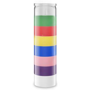 Simply Soson 1 Piece Unscented 7 Color Glass Prayer Devotional Candle, Hand Poured Wax Candles - 2 Inch x 8 Inch, Great for Sanctuary, Vigils, Casting Chimes, Rituals, Spells, Wiccan & More (1 Pack - Standard)