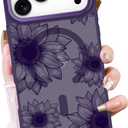 OOK Purple Case Design for iPhone 17 Pro Case, Compatible with MagSafe, Cute Sunflower Floral Blooms Design Frosted Shockproof for Women Girls Magnetic Phone Cover - Purple Flower