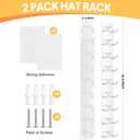 2 Pack Hat Organizer for Baseball Caps, Hat Hanger Holder Hold up to 16 Hat, Wall Hat Rack with Strong Adhesive, Multilayer Cap Storage Hooks for Closet Door and Bedroom (Beige-18)