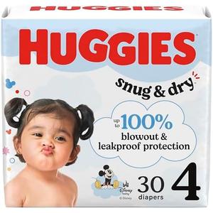 Huggies Size 4 Diapers, Snug & Dry Baby Diapers, Size 4 (22-37 lbs), 30 Count, Packaging May Vary