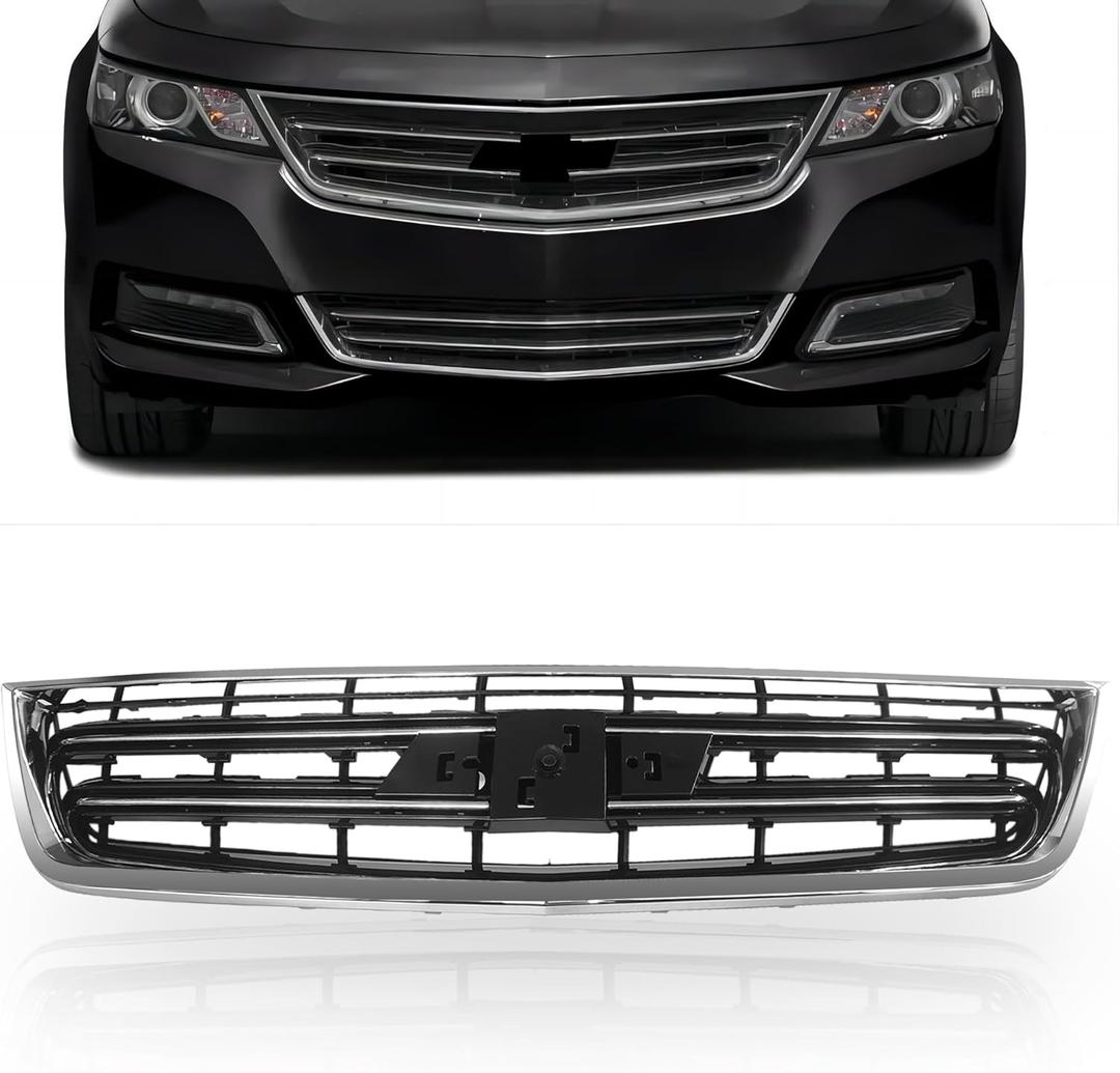 Front Upper Black W/Chrome Grill For 2014 2015 2016 2017 2018 2019 2020 Chevrolet Chevy Impala Sedan Bumper Grille GM1200685