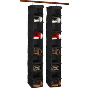 SIMPLE HOUSEWARE 2 Pack 10 Shelves Hanging Organizer, Black SIMPLE HOUSEWARE 2 Pack 10 Shelves Hanging Organizer, Black