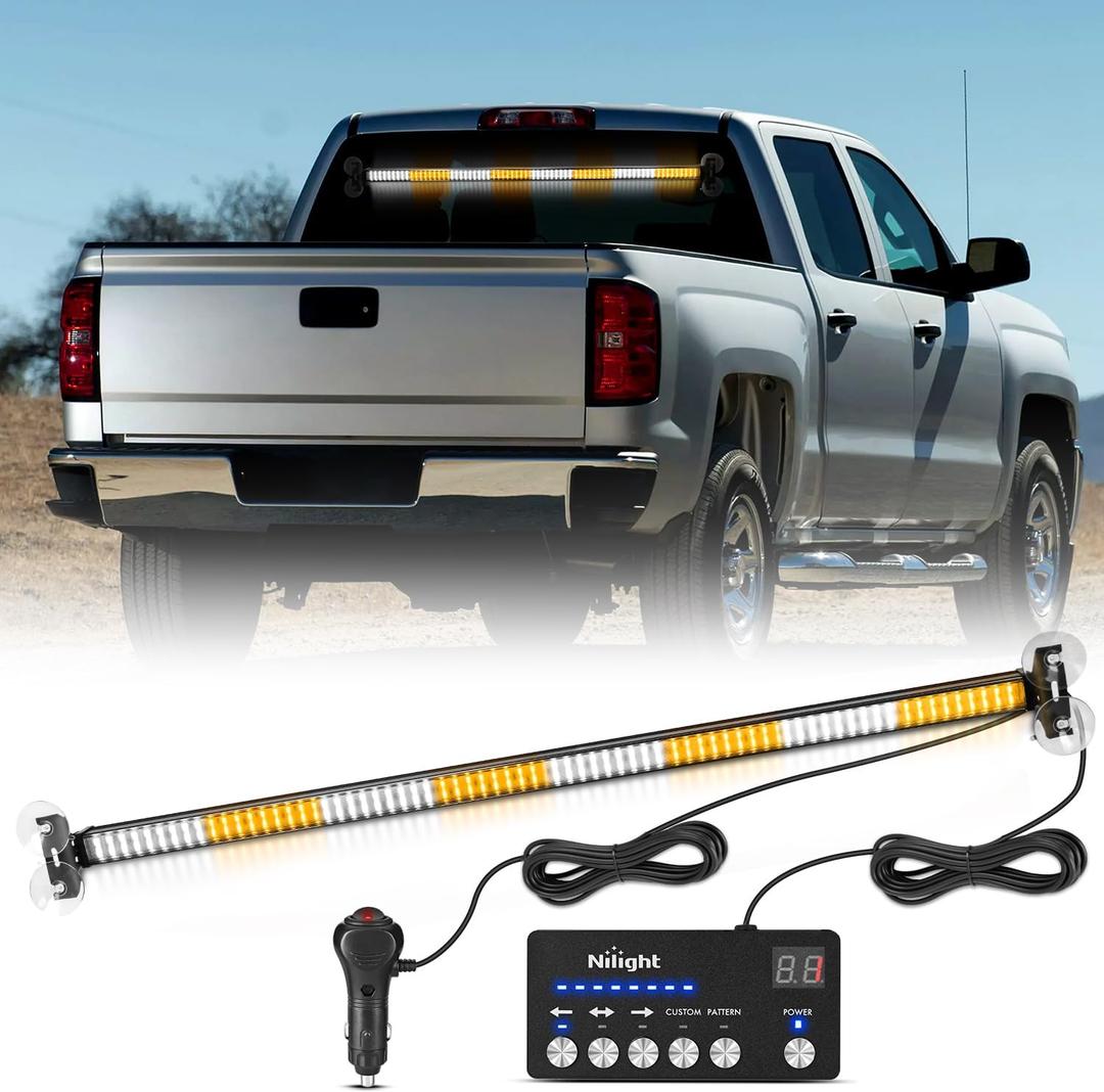 Nilight 144LED Traffic Advisor Strobe Light Bar with Controller Amber White