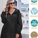 IN'VOLAND Women's Rain Jacket Plus Size Long Raincoat Lightweight Hooded Windbreaker Waterproof Jackets with Pockets (Black, 22W)