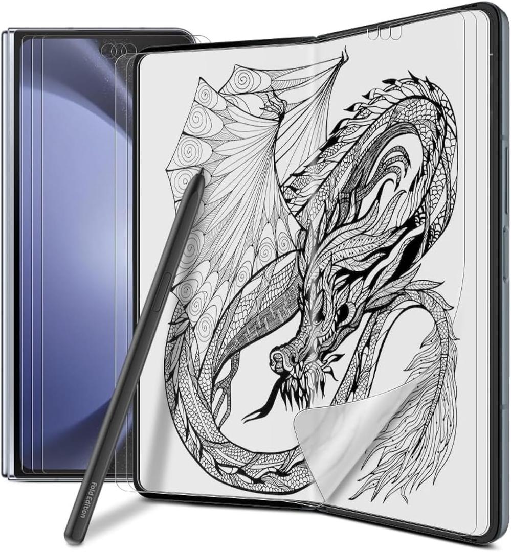 [3+3] for Samsung Galaxy Z Fold 5, Paperfeel Anti-Glare Matte Screen Protector, 3 Pack Inside Paperfeel Film + 3 Pack Front Anti-Glare Matte Film, Anti-Fingerprint, Self-Healing, Bubble Free Easy Installation with Alignment Applicator