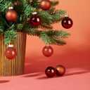 WDS WONDROUS Brown Christmas Ball Ornaments Glass Set of 24  1.18 Xmas Ornament Balls, Small Christmas Tree Hanging Decorations for Wedding Party Autumn Winter Holiday Decor (3 Effect Brown Colors)