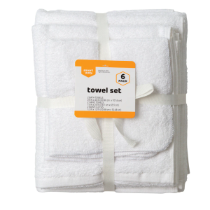 Smart Way Towel Set - White, 6 Pack