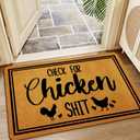 Ytanie Welcome Mats for Front Door Outdoor Entry Check for Chicken Shit Doormat Non Slip Rubber Mat for Home Indoor Farmhouse Funny Kitchen Rugs Patio Full Brown