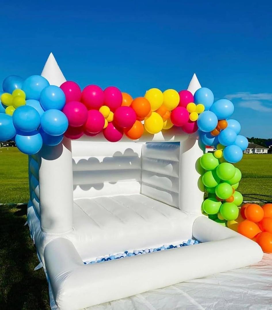 WARSUN 10x8x8Ft White Bounce House Castle with Blower Inflatable Bounce House for Birthday Baby Shower Business Photography