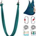 5.5 Yards Aerial Silk Swing Outdoor Hammock Aerial Yoga Swing For Adults,Aerial Yoga Hammocks for outside (Dark Green)
