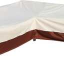 Outdoor L-Shaped Patio Furniture Covers - Waterproof, Rip-Stop, Anti-UV 600D Heavy Duty Outdoor Couch Cover with 3 Air Vent - 120''L x 33''D x 35''H (L-shaped 120"x90", Beige & Reddish Brown)