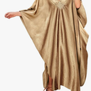 Bsubseach Women White Kaftan Dress Batwing Sleeve Plus Size Swimsuit Cover Up Maxi Caftan Dresses, Champagne, One Size