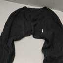 Women's Long Sleeve Open Front Knitted Crop Cardigan Drop Shoulder Knit Bolero Shrug Sweater (Medium, Black)